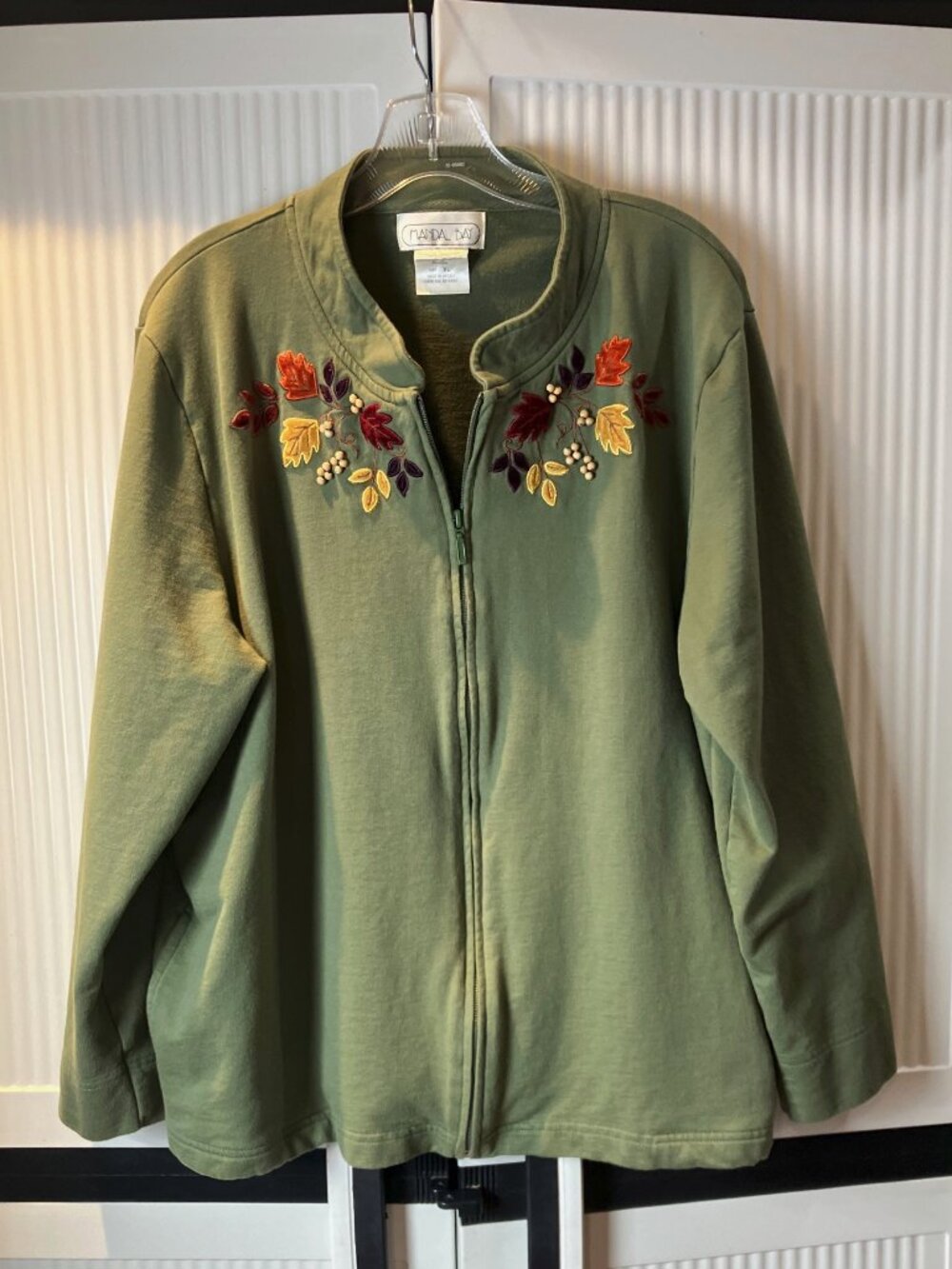 Mandal Bay Womens Jacket "Fall Leaves" XL Full Zip Cotton Blend Made in Macau